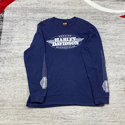 #ad #ad Harley Davidson Shirt Large Blue Grand Rapids Michigan Bike HD USA Long Sleeve $24.45