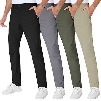 Men#x27;s Golf Pants Stretch Lightweight Quick Dry Slim Fit Tapered Chino Workwear $24.99