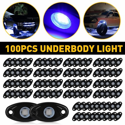 #ad 100X Blue LED Rock Lights Underbody Lamp For Car Jeep Offroad Truck ATV UTV Boat $276.44