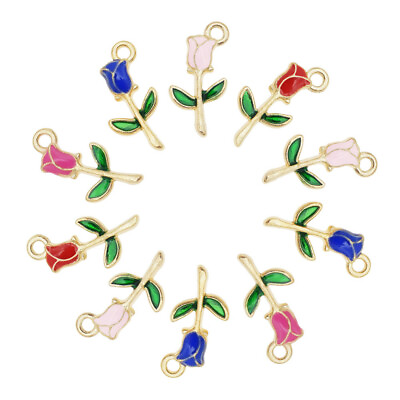 #ad #ad Enamel Alloy Mixed Colors Rose Flowers Pendant Charms DIY Accessories 20pcs pack $2.99