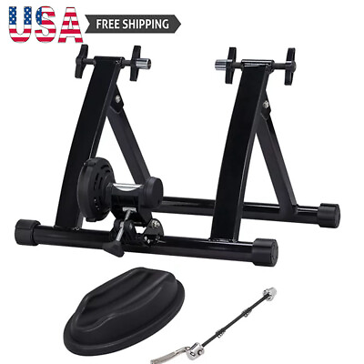 #ad Foldable Indoor Resistance Trainer Stationary Exercise Bike Stand 16 Lb Black $90.78