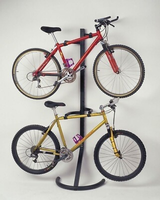 #ad Black Pro Tower 2 Bike Rack Standing Bicycle Indoor Storage Garage Heavy Duty $96.90