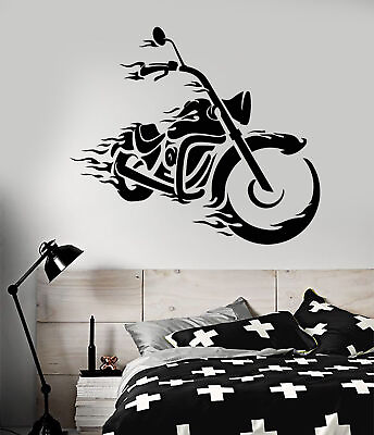 #ad #ad Vinyl Wall Decal Cool Bike Motorbike Biker Fire For Man Stickers 2246ig $69.99