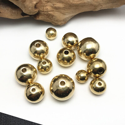 #ad 4mm 18mm Solid Brass Round Metal Loose Spacer Beads For Jewelry Making DIY $2.75