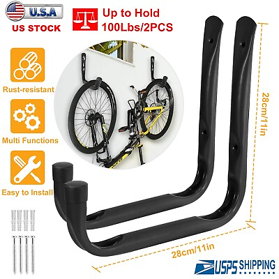 #ad 2PCS SET Heavy Duty Bike Bicycle Wall Mount Storage Garage Holder Hook Hanger $20.76