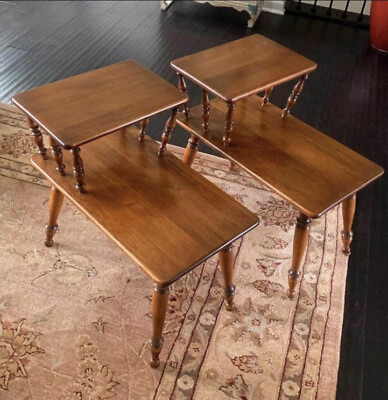 Ethan Allen 2 Baumritter Mid Century Modern MCM two tier end tables *Pristine * $750.00
