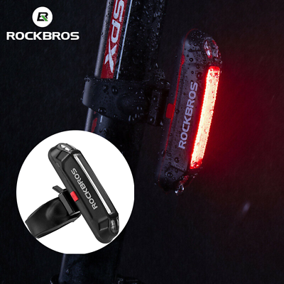 #ad ROCKBROS Bike Taillight Waterproof Warning Smart Rear Light USB Recharge Light $12.99
