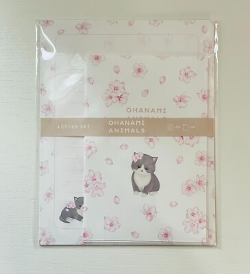 #ad Japanese Stationary Set Sakura Cherry Blossom amp; Kitten Pattern Made in Japan $6.70