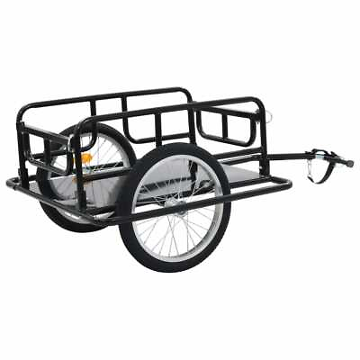 #ad vidaXL Bike Cargo Trailer 51.2quot; Steel Black Bicycle Vehicle Sporting Accessory $158.39