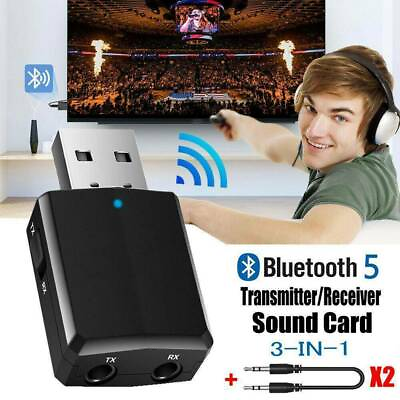 #ad 3 in 1 USB Bluetooth 5.0 Audio Transmitter Receiver Adapter For TV PC Car Grace $4.79