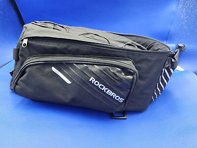#ad #ad ROCKBROS Bike Rack Bag Waterproof Carbon Rear Pack Trunk Pannier Black $25.00