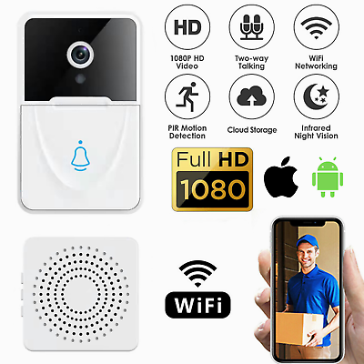 Smart Wireless WiFi Video Doorbell Phone Camera Door Bell Ring Intercom Security $16.40