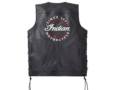 #ad Men#x27;s Indian Western Motorcycle Men#x27;s Leather Vest Black Leather Jacket $123.99