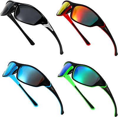 #ad #ad 4 Pairs Men Polarized Sunglasses with UV Protection Driving Glasses Sports for S $28.56
