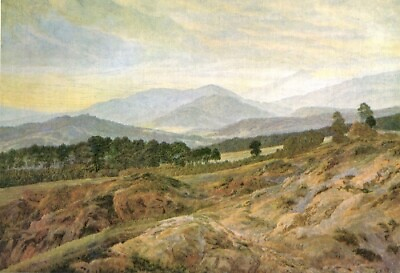 #ad Art Oil painting field landscape Giant Mountain Caspar David Friedrich art $77.07