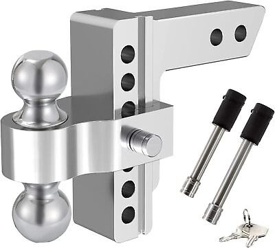#ad 2.5quot; Receiver 6quot; Drop Rise Adjustable Towing Trailer Hitch Stainless Steel Locks $99.99