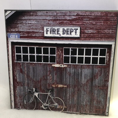 #ad Vintage Fire Department Photo Plaque With Modern Bike TARGET $8.99