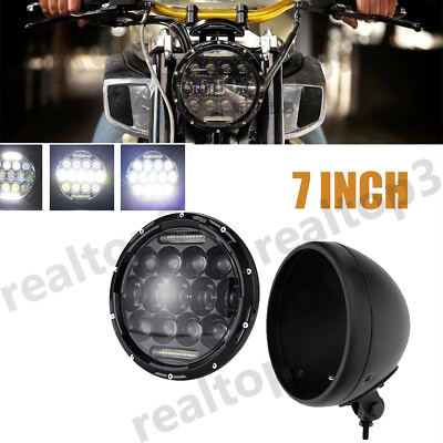 #ad 7quot; Motorcycle LED Headlight Housng Bucket For Honda Shadow for Harley for Yamaha $77.35