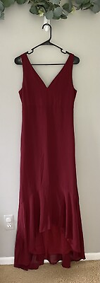 4 Sienna M Medium Red Sleeveless V Neck Hi Low Long Maxi Dress Lined $16.00