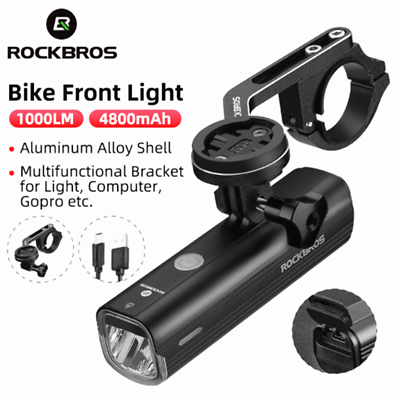 #ad ROCKBROS Bicycle Front Light 1000 Lumen Cycling Gopro Mount USB Bike Headlight $31.59