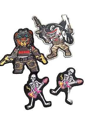 #ad #ad Velkro 4pc Patch Shark Army Gun Military Cool Accessories Gift Bear Guitar Punk $8.25