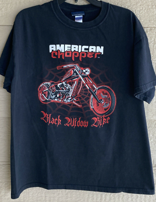 #ad 2004 American Chopper T Shirt Black Widow Bike Motorcycle Men#x27;s Size Large $9.88