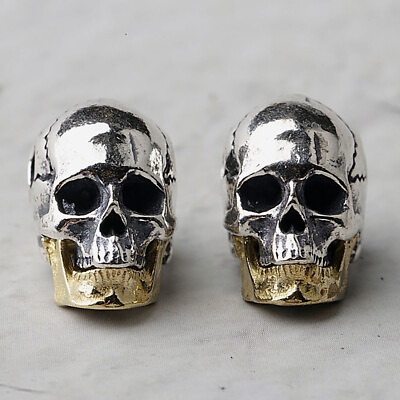 #ad 925 Sterling Silver Human Skull Beads Open Jaw Skull Accessories Super Realistic $14.99