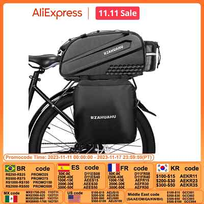 #ad 3 in 1 Bike Rack Bag Waterproof Bicycle Rear Seat Bag with 2 Side Hanging Bags $50.76