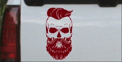 #ad Beard Skull Car or Truck Window Laptop Decal Sticker Burgundy 8X4.3 $6.34