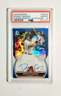 #ad Dominic Canzone PSA 10 2023 1st Bowman Chrome AUTO True BLUE REFRACTOR 150 Y4 $79.99