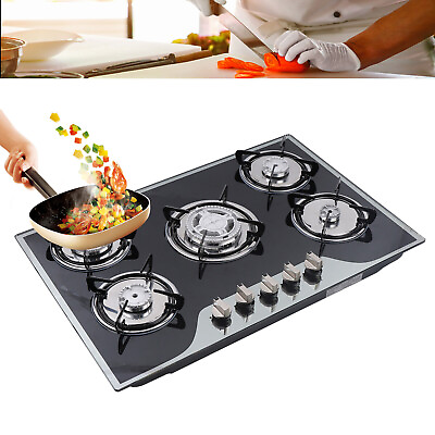 #ad 30quot; Gas Cooktop Stove Top 5 Burners LPG NG Dual Fuel Stainless Steel Built In $178.01