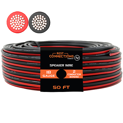 #ad #ad 18 Gauge 50 Feet Red Black Zip Cable 2 Conductor Speaker Wire Car Stereo Theater $11.49