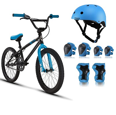 20 Inch BMX Bike w Single Speed Linear Pull Rear Brake and Kids Bike Helmet Set $369.99