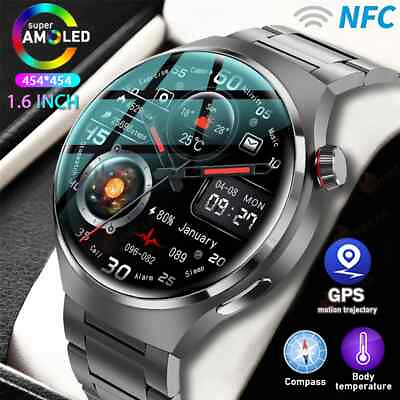 #ad GT4 Pro GPS NFC Smart Watch Men Heart rate Bluetooth Call $65.09