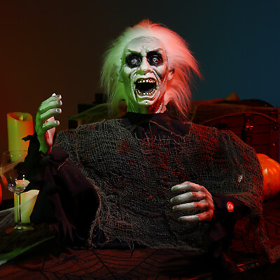 #ad Halloween Zombie w Scary Sound Teeth LED Eye Shake Head Skull for Haunted House $20.30