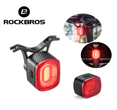 #ad ROCKBROS MTB Bike Light Cycling Smart Rear Light Auto Brake Waterproof Taillight $15.99