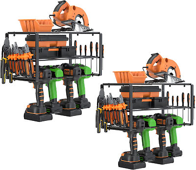 2Rack Power Tool Organizer with 4 Drill Holders Wall Mounted Garage Tool Storage $27.99