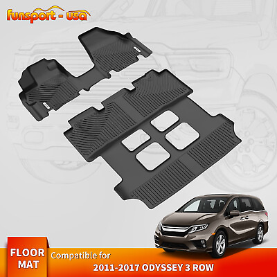 #ad Custom Floor Mats 3 Row Liners Set for 2011 2017 Honda Odyssey TPE All Weather $84.99