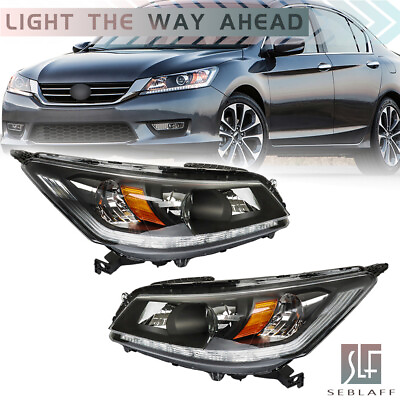 #ad #ad For 2013 2015 Honda Accord Halogen w LED DRL Headlight Headlamps RightLeft Side $112.75