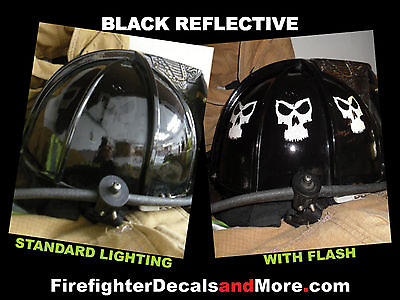 #ad Pack of 2 REFLECTIVE Black Helmet Skull for all Helmet Types Firefighter Rescue $5.00