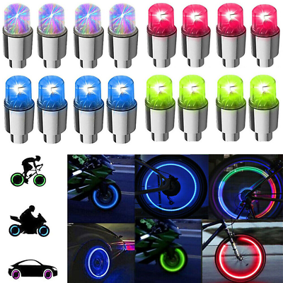 4 8PCS LED Wheel Tire Air Valve Stem Caps Neon Light For Motor Bike Car Bicycle $6.99