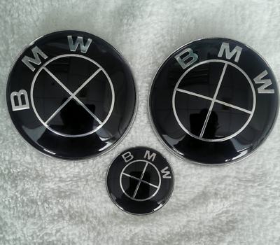 #ad #ad 3PCS For BMW Heritage Emblem Kit 82mm Hood 74mm Trunk 45mm Steering Wheel Logo $19.99