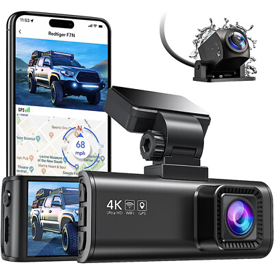 REDTIGER 4K Dual Dash Camera Front and Rear Dash Cam Built in WiFiamp;GPS for Cars $85.99
