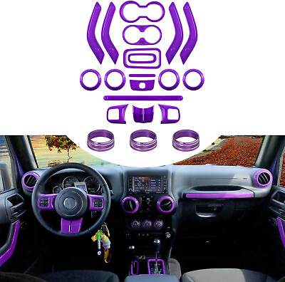 #ad 21PCS Interior Decor Trim Kit for Jeep Wrangler JK JKU 11 17 Purple Accessories $69.99