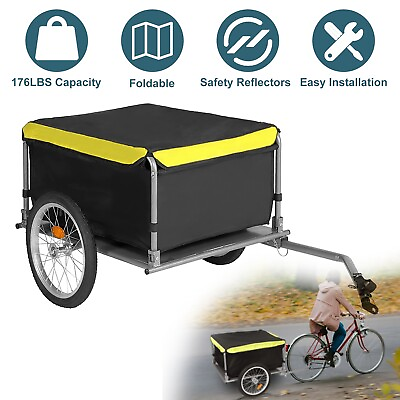 #ad Bike Cargo Trailer Bicycle Wagon Trailer Storage Cart w Removable Cover 176LBS $108.95