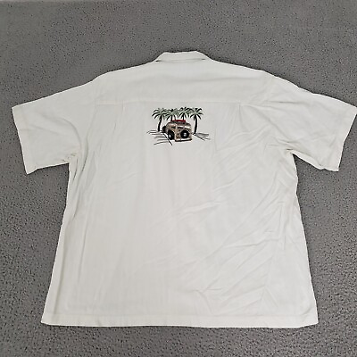 #ad Koko Island Shirt Men Extra Large White Hawaiian Embroidered Camp XL Beach Car $8.00