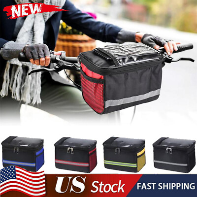 #ad Bicycle Bag Bike Storage Front Handlebar Portable Pouch with Reflective Strip $8.89