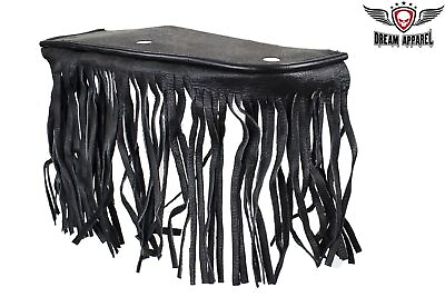 #ad Black Leather Floor Boards with Fringe For RIDER Position Motorcycle Bike PVC $42.00