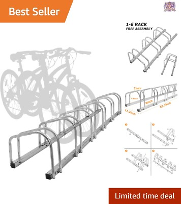 #ad Bike Floor Parking Rack Adjustable Organizer Stand Garage Storage Silver $94.97