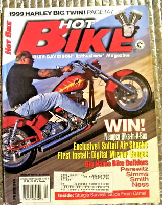 #ad Hot Bike The Harley Davidson Enthusiasts Magazine September 1998 Softail Air Sh $11.95